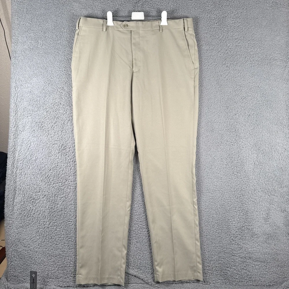 Jos A Bank Traveler Pants‎ Mens 38x34 Khaki Flat Front Chinos NWT